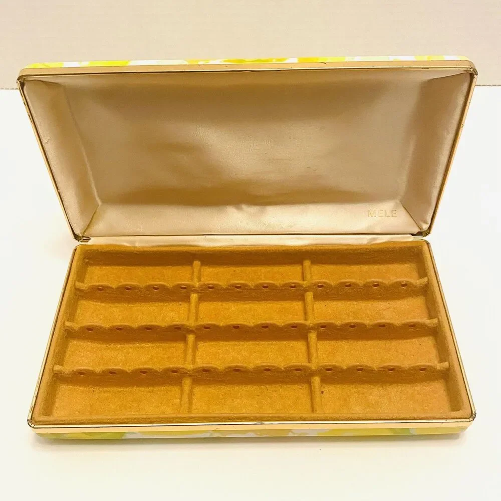 Mele Clamshell Jewelry Box Floral Bright Colorful Hard Travel Case Vintage